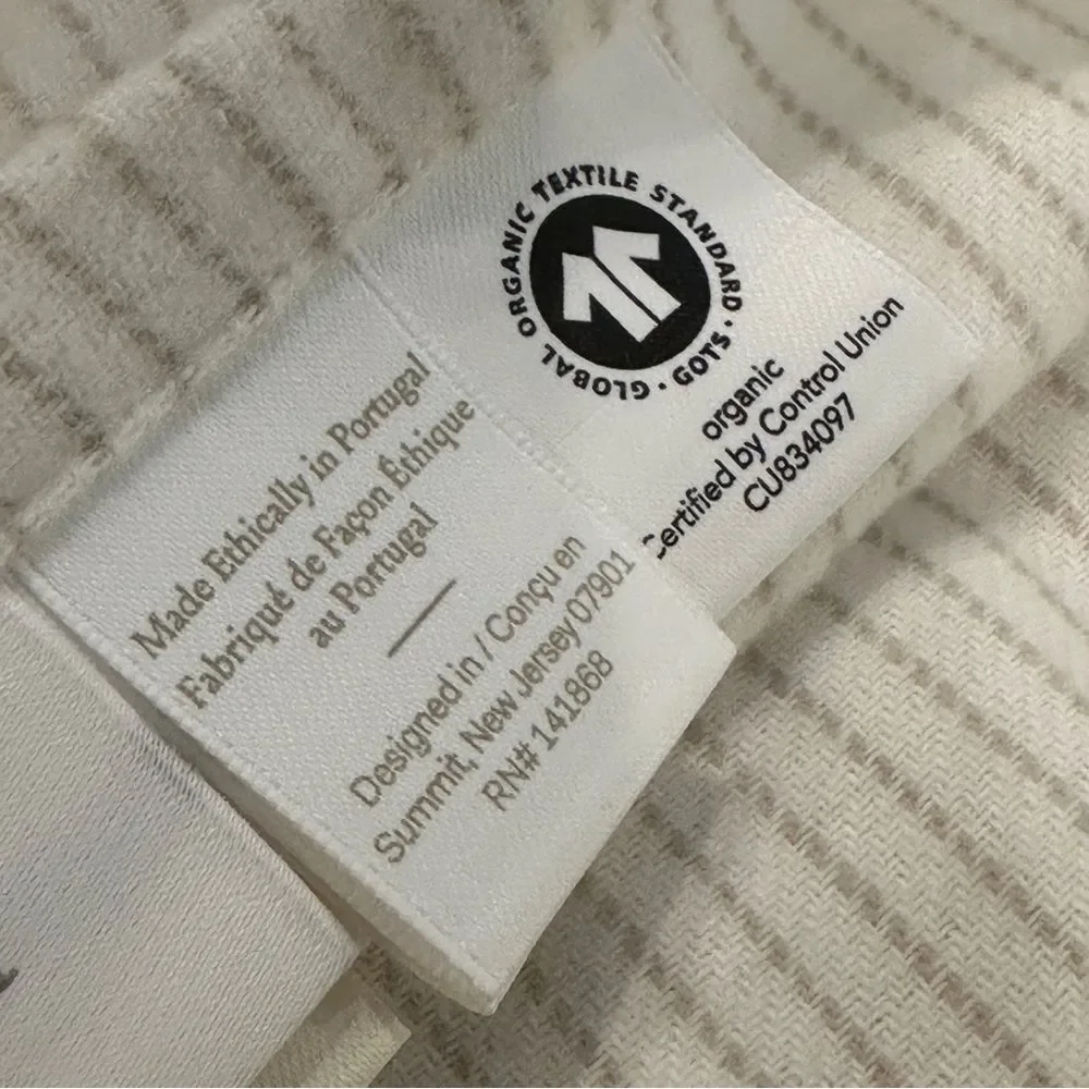 BOLL & BRANCH | cream / oak fine line striped FLANNEL standard pillow covers - Picture 8 of 14